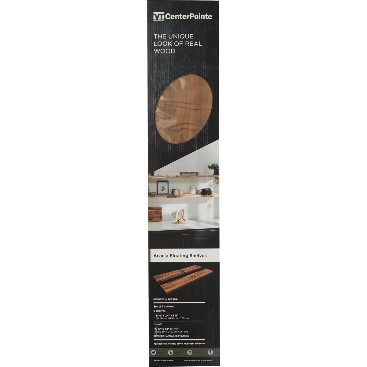 CenterPointe Acacia Wood Floating Shelves Set (3-Piece) Image 3