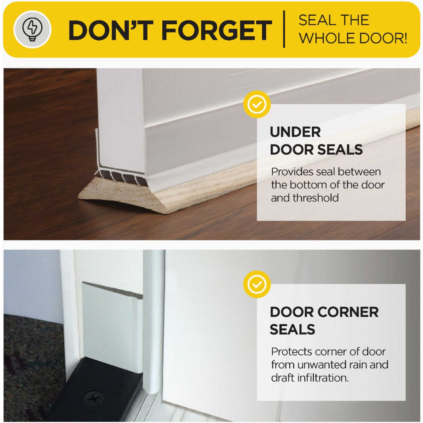 M-D Building Products 36 In. x 84 In. White Flat-design Aluminum and Vinyl Commercial Screw-on Top and Sides Door Seal Kit Image 4