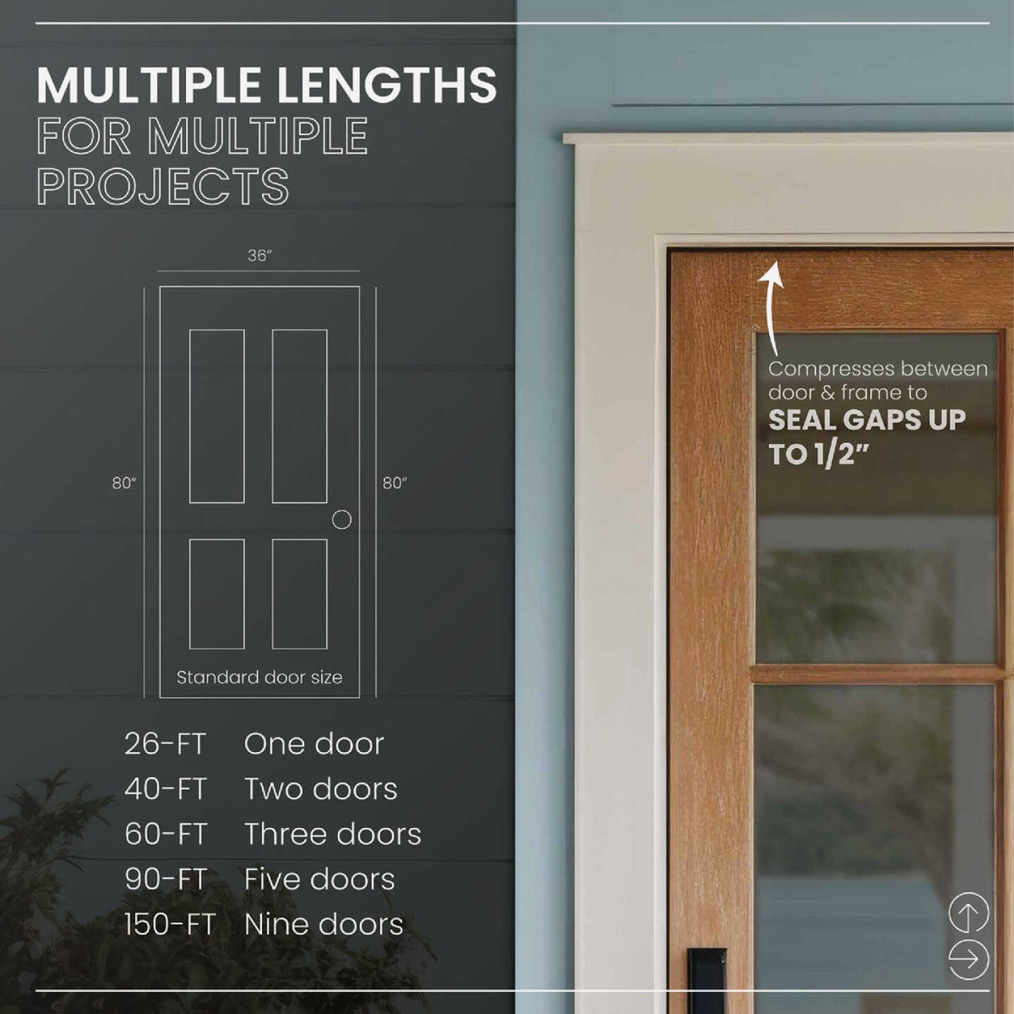 M-D Building Products 81 In. Brown Vinyl-coated Foam Top and Sides Door Seal for Doors with Kerf/Channel Image 5