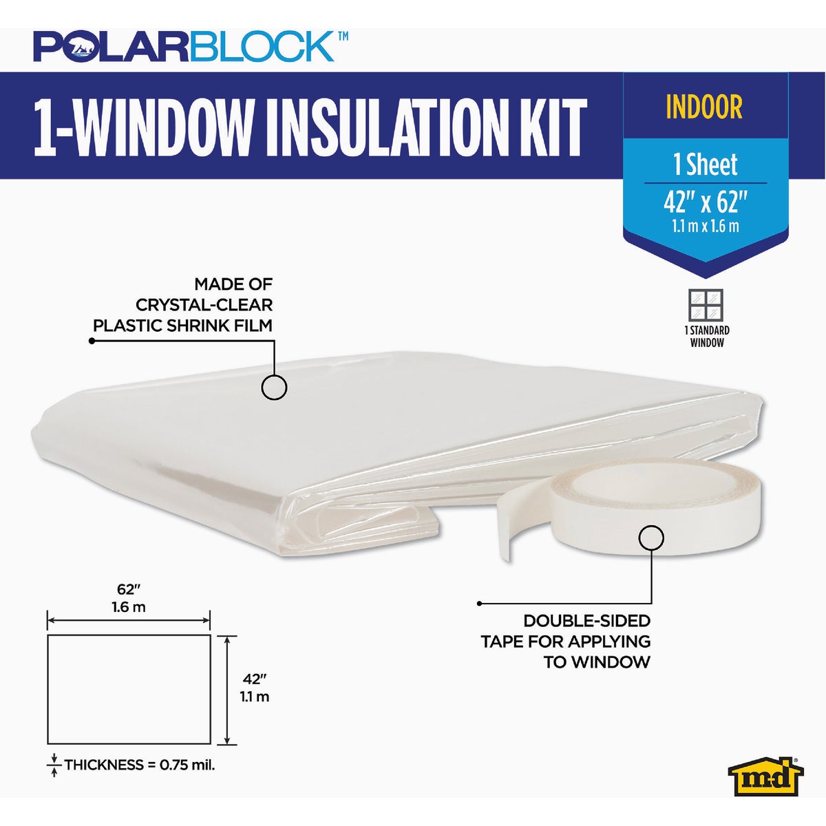 M-D Building Products Polar Block 42 In. x 62 In. Clear Plastic Window Insulation Kit Image 2
