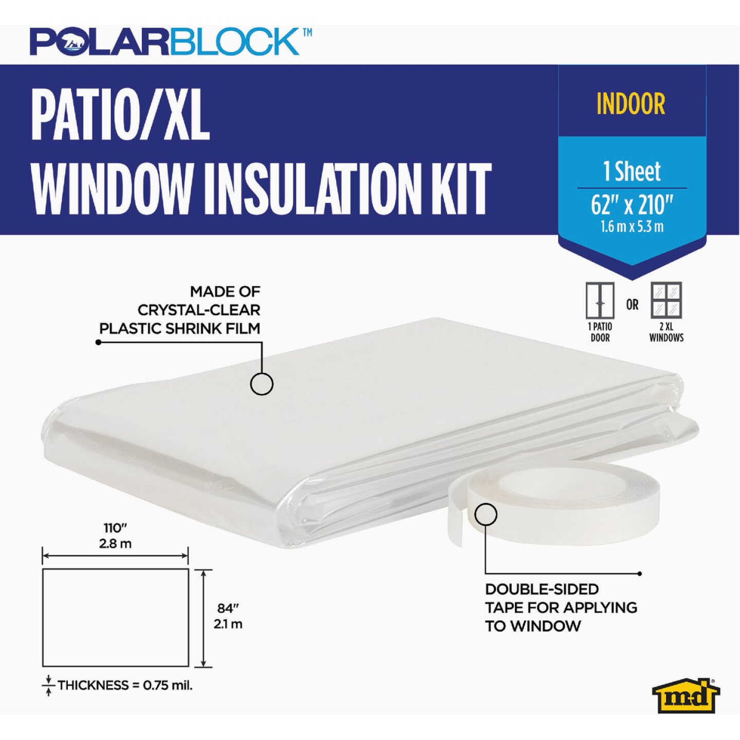 M-D Building Products Polar Block 84 In. x 110 In. Clear Plastic Large Patio Window Insulation Kit Image 2