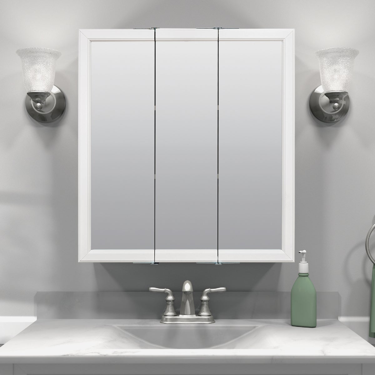 Zenith Zenna Home White 24 In. W x 28 In. H x 4.5 In. D Tri-View Surface Mount Medicine Cabinet Image 2