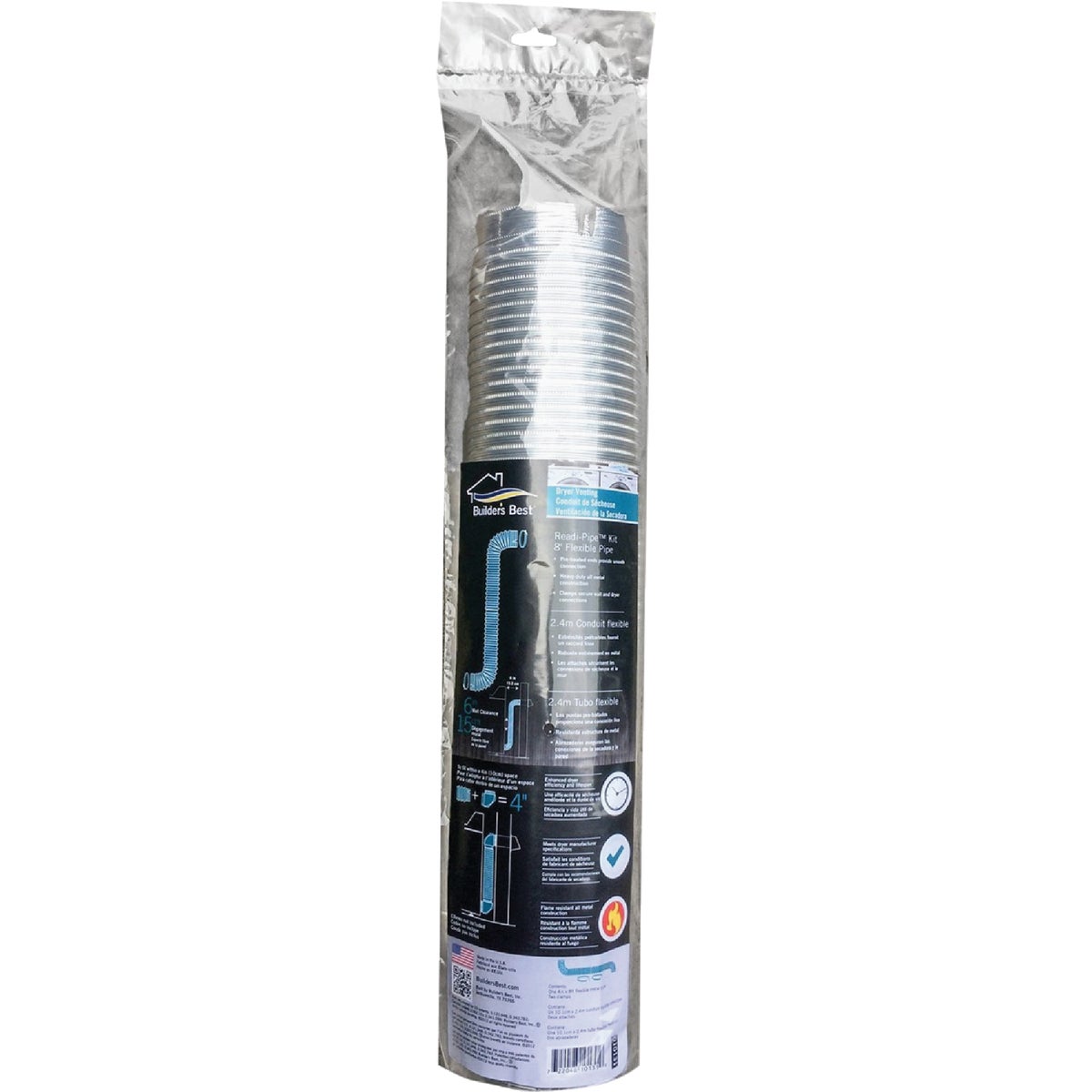Builders Best E-Z-Fasten 4 In. x 5 Ft. Aluminum Semi-Rigid Dryer Duct Image 2