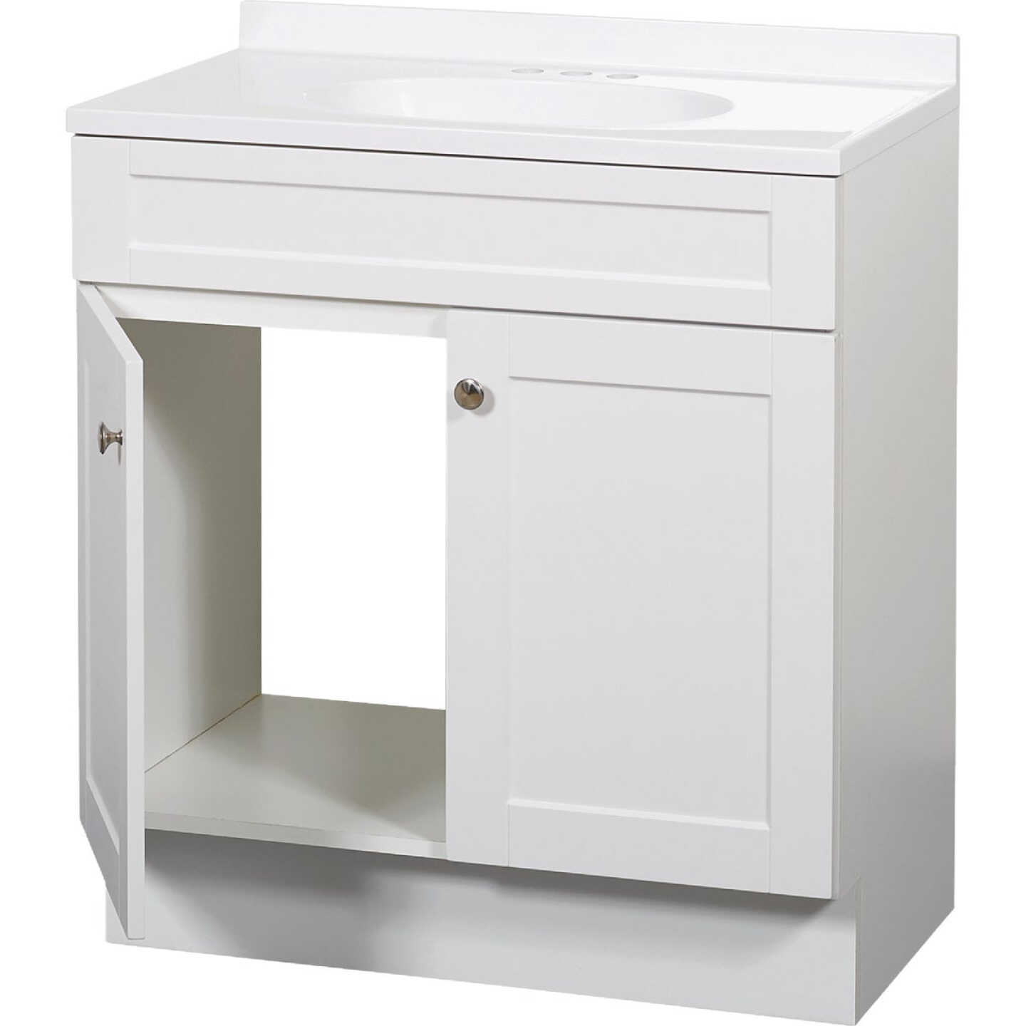 Zenith Zenna Home White 30 In. W x 35 In. H x 18 In. D Shaker Vanity with White Cultured Marble Top Image 3