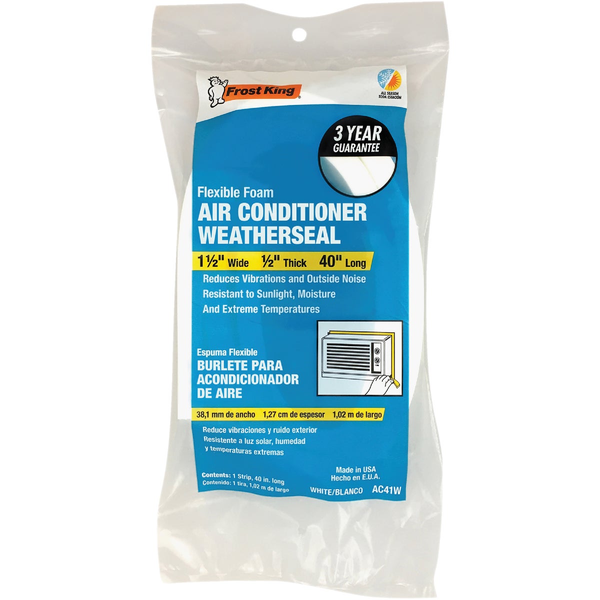 Frost King 40 In. x 1-1/2 In. x 1/2 In. Air Conditioning Weatherstrip