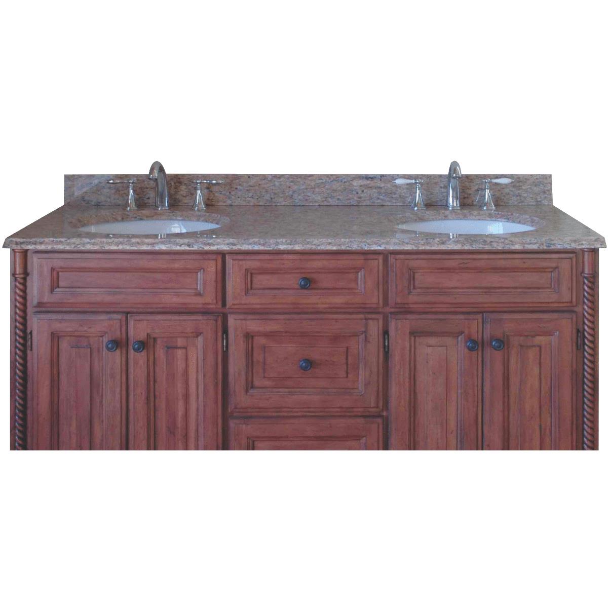 Team Efforts 61 In. X 21 In. Santa Cecilia Granite With Double Porcelain Bowls