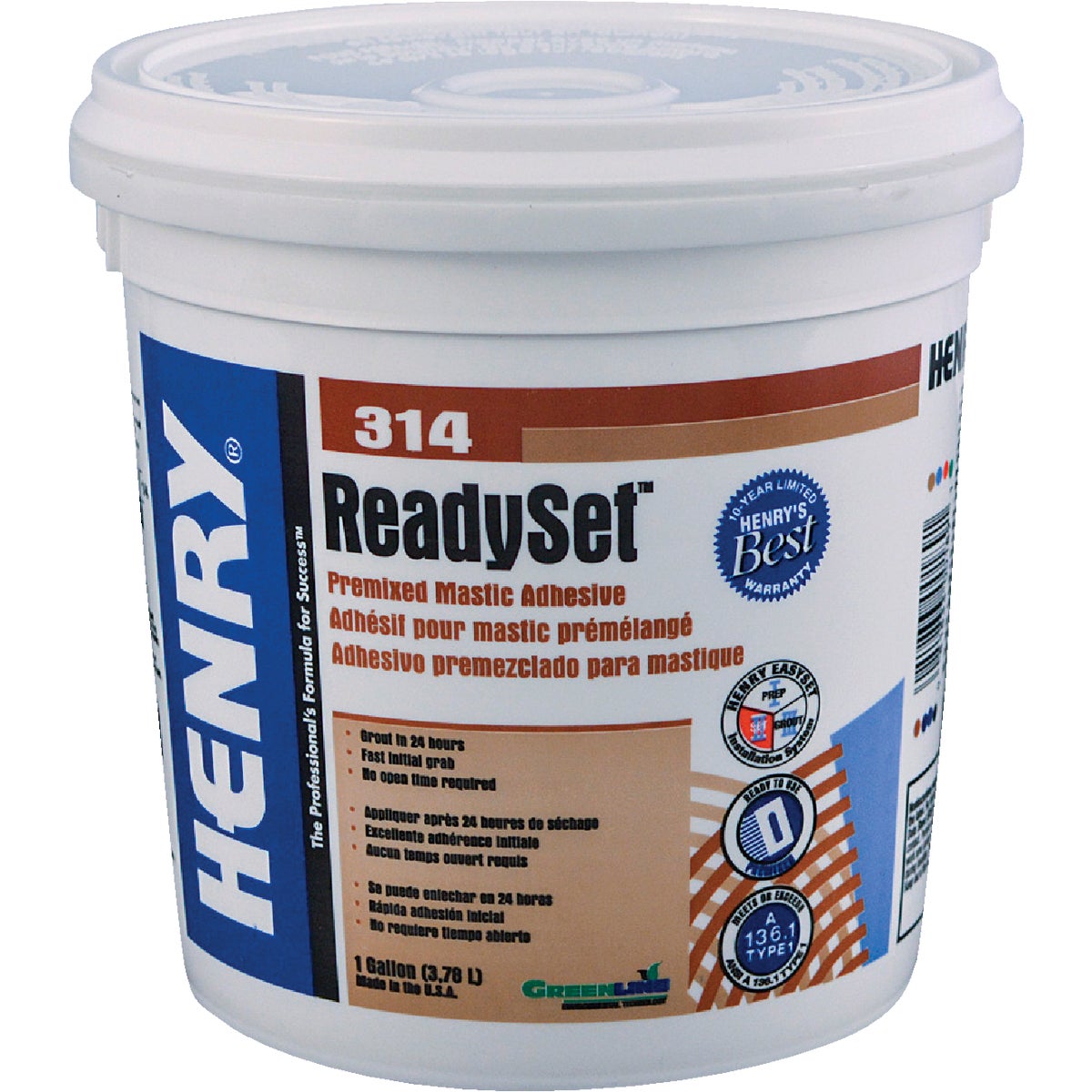 Henry ReadySet Multi-Purpose Ceramic Tile Adhesive, 1 Gal.