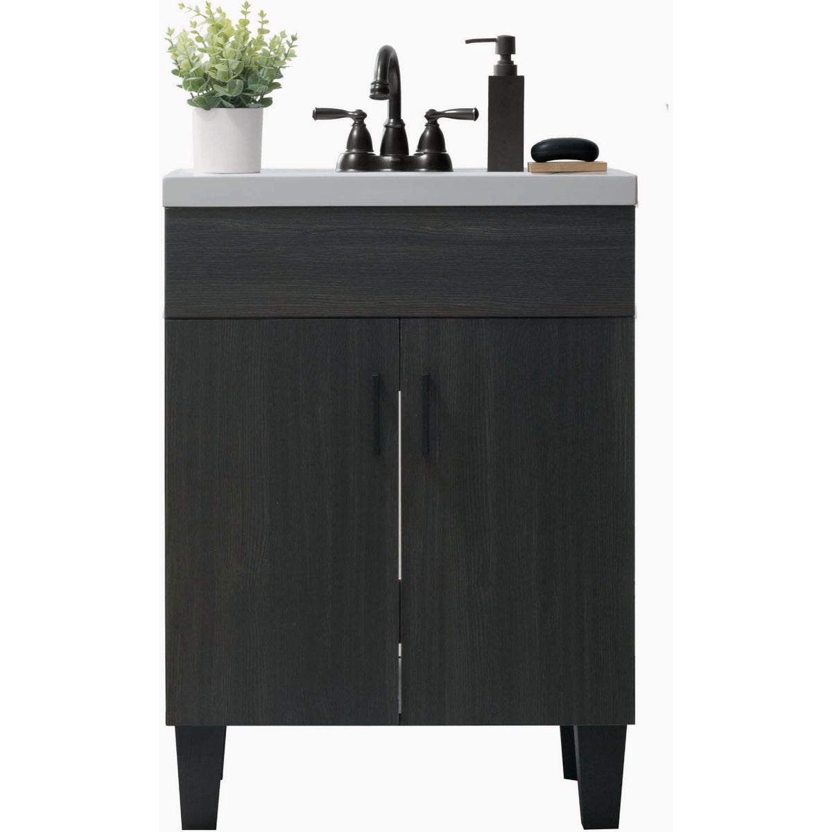 Zenna Home Wallowa Pine 24 In. W x 34 In. H x 18 In. D Vanity with White Cultured Marble Top Image 2