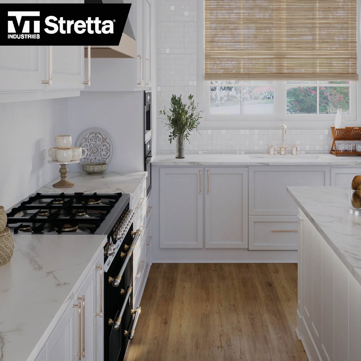 VT Industries Stretta 4 Ft. Laminate White Marble Countertop Image 4