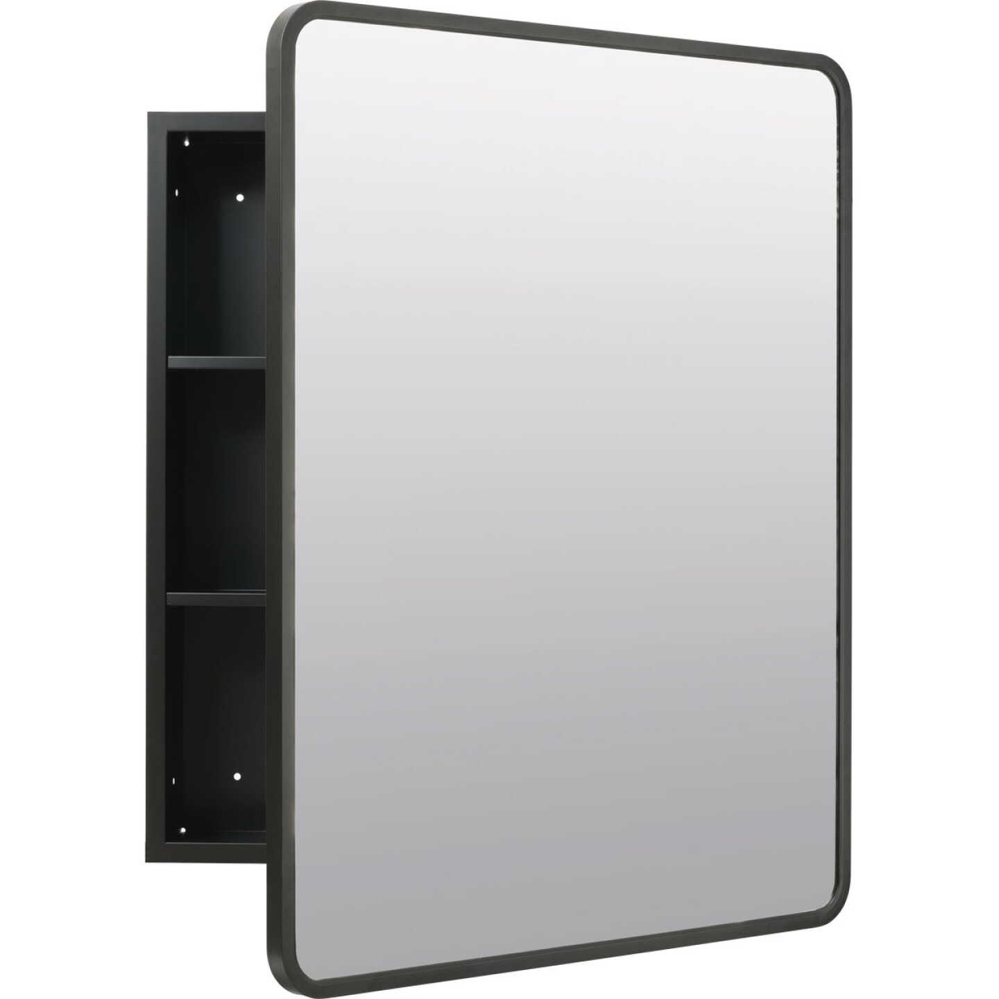 Zenna Home Designer Series Black 24 In. W x 30 In. H x 5 In. D Single Mirror Surface/Recess Mount Rectangle Medicine Cabinet Image 5