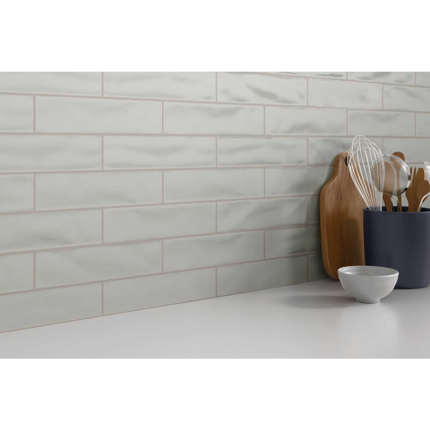 Emser Craft II 3 In. x 12 In. Glossy Gray Ceramic Wall Tile with Undulating Texture (5.6 Sq. Ft./Case) Image 1