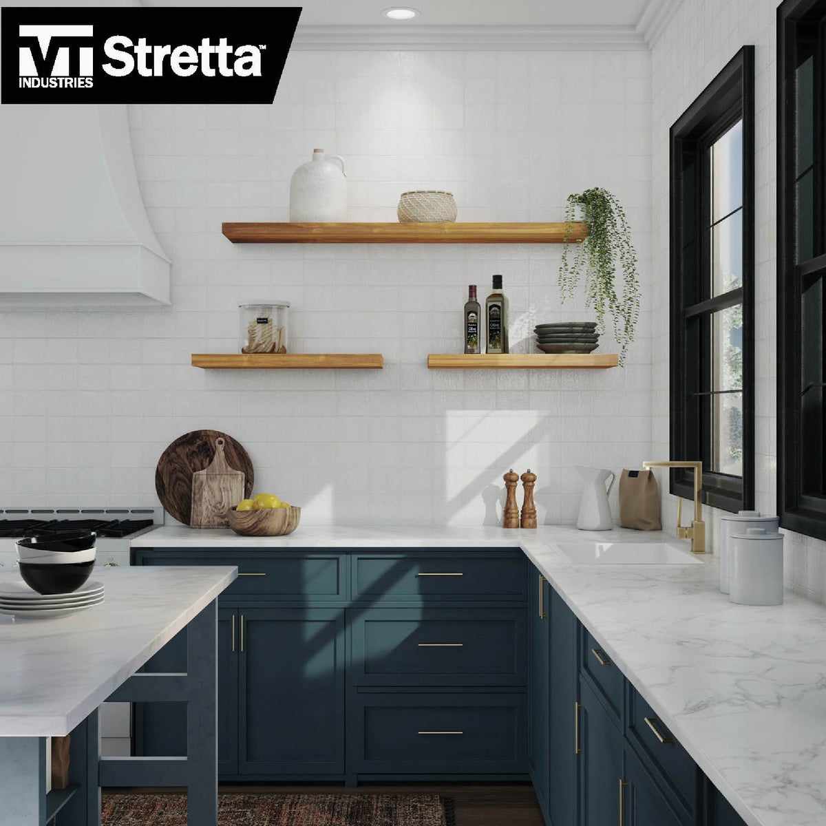 VT Industries Stretta 6 Ft. Laminate White Marble Countertop Image 2
