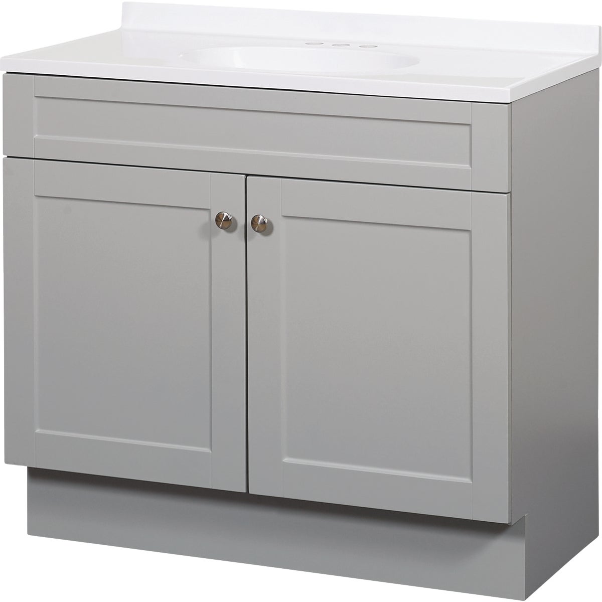 Zenith Zenna Home Cool Gray 36 In. W x 35 In. H x 18 In. D Shaker Vanity with White Cultured Marble Top Image 1