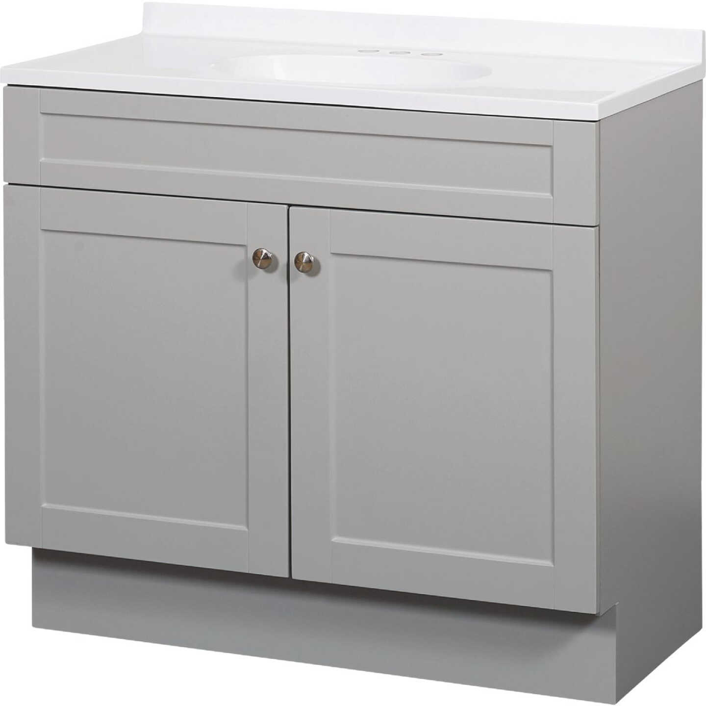 Zenith Zenna Home Cool Gray 36 In. W x 35 In. H x 18 In. D Shaker Vanity with White Cultured Marble Top Image 1