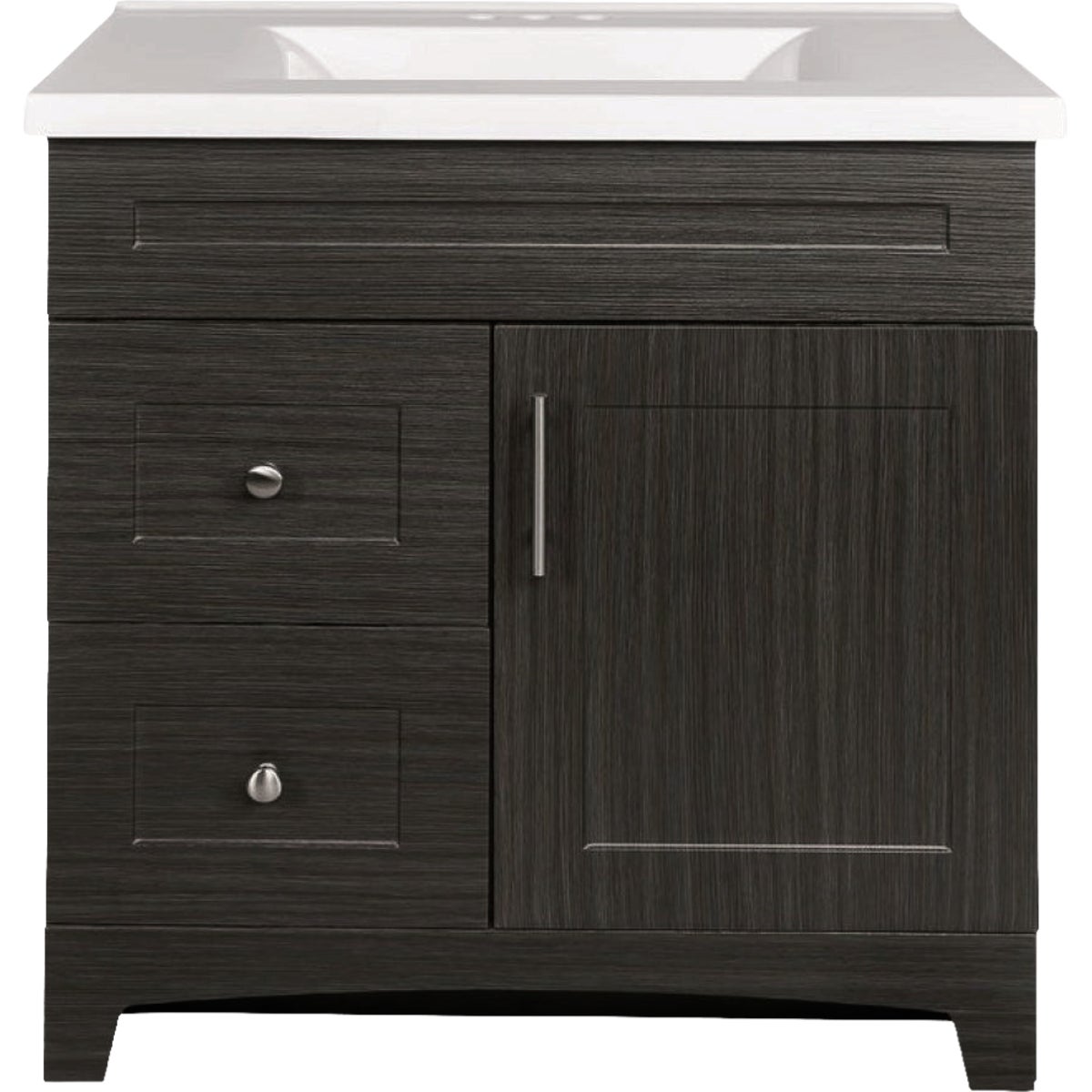 Royal Cabinets Moderna Grigio 31 In. W x 19 In. D x 36 In. H Vanity with White Cultured Marble Top Image 8