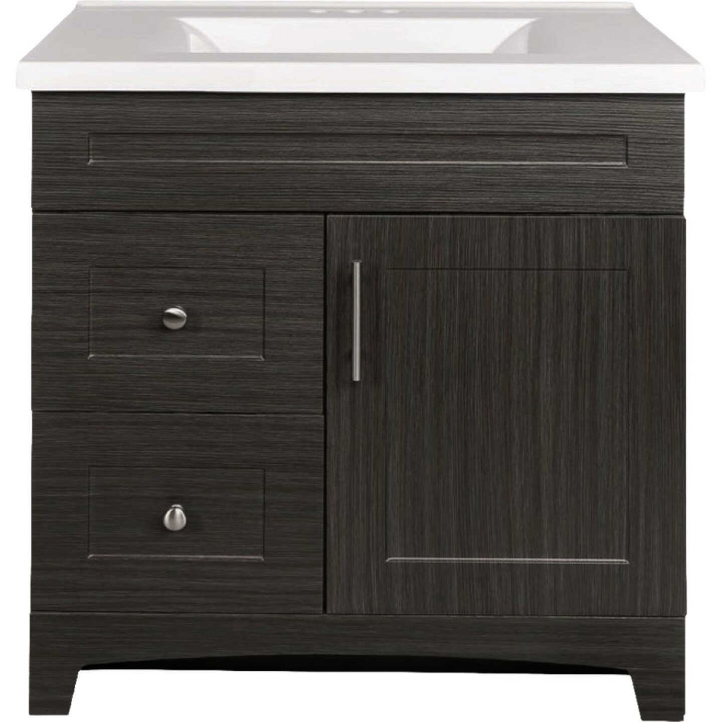 Royal Cabinets Moderna Grigio 31 In. W x 19 In. D x 36 In. H Vanity with White Cultured Marble Top Image 8