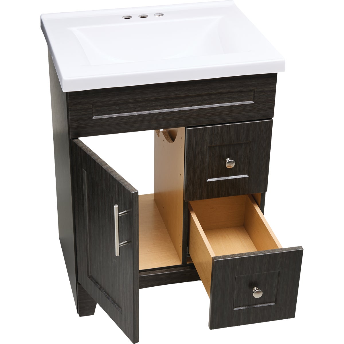 Royal Cabinets Moderna Grigio 31 In. W x 19 In. D x 36 In. H Vanity with White Cultured Marble Top Image 7