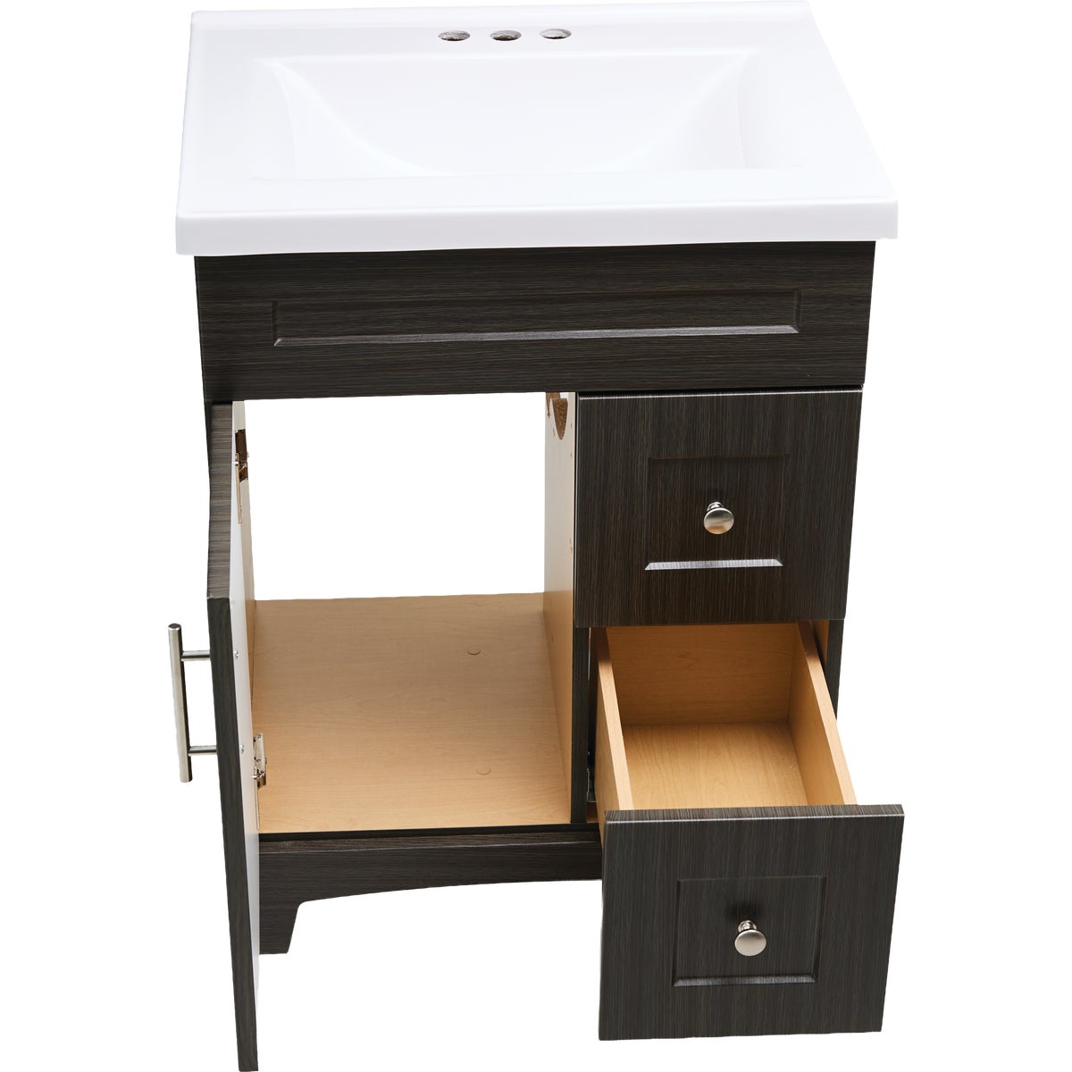 Royal Cabinets Moderna Grigio 31 In. W x 19 In. D x 36 In. H Vanity with White Cultured Marble Top Image 6