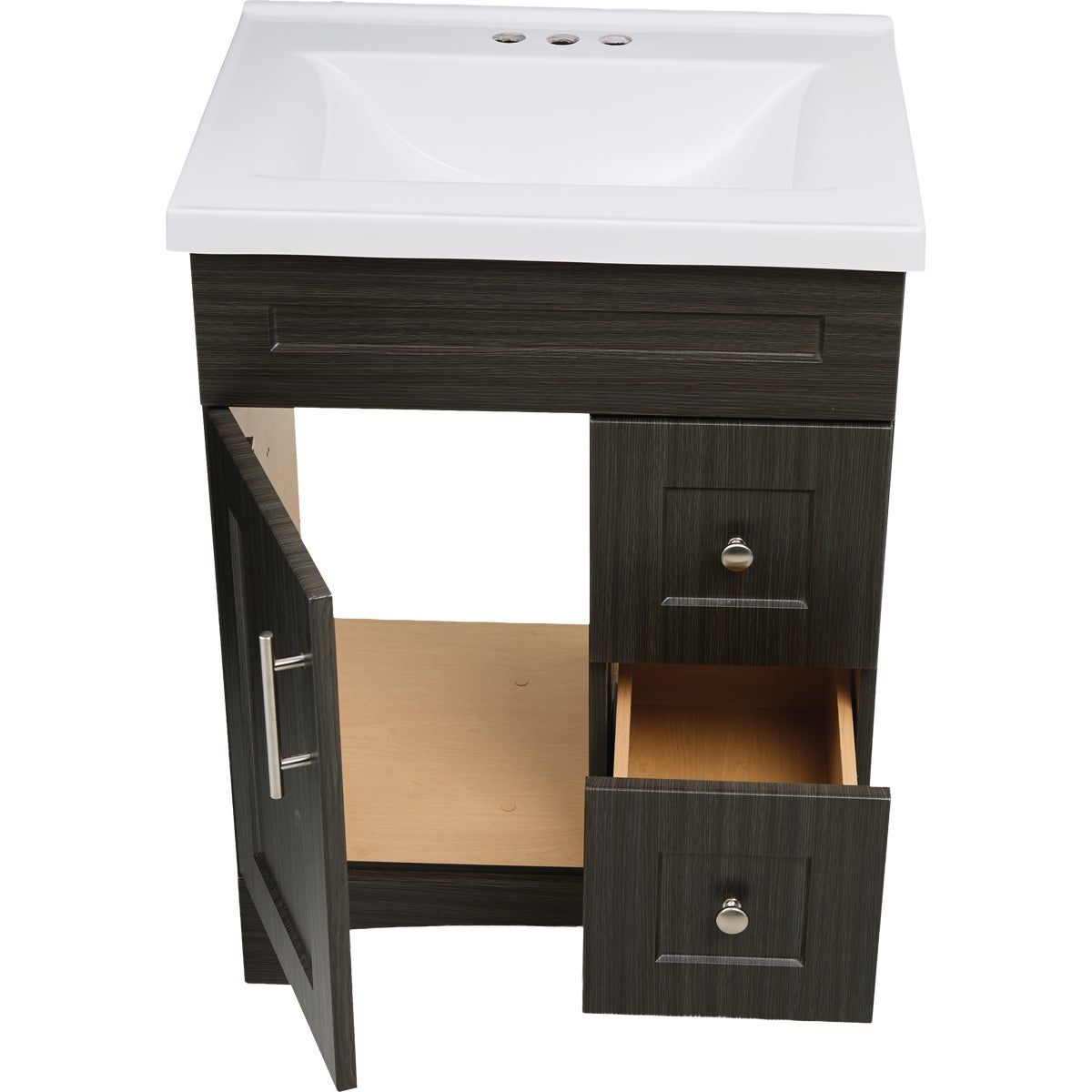 Royal Cabinets Moderna Grigio 31 In. W x 19 In. D x 36 In. H Vanity with White Cultured Marble Top Image 5