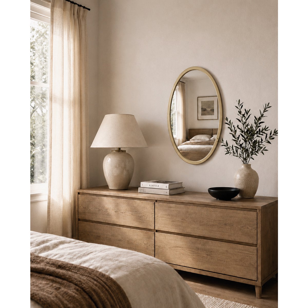 Renin Cove Gold Oval 20 In. x 28 In. Bold Frame Vanity Mirror Image 2
