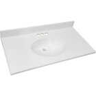 CraftMark 37 In. x 22 In. Cultured Marble Solid High Gloss White Vanity Top with Round Bowl Image 1