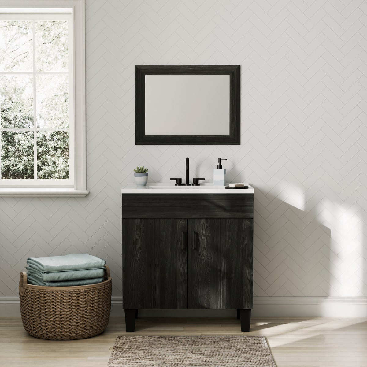 Zenna Home 20 In. x 26 In. Wallowa Pine Framed Wall Mirror Image 3