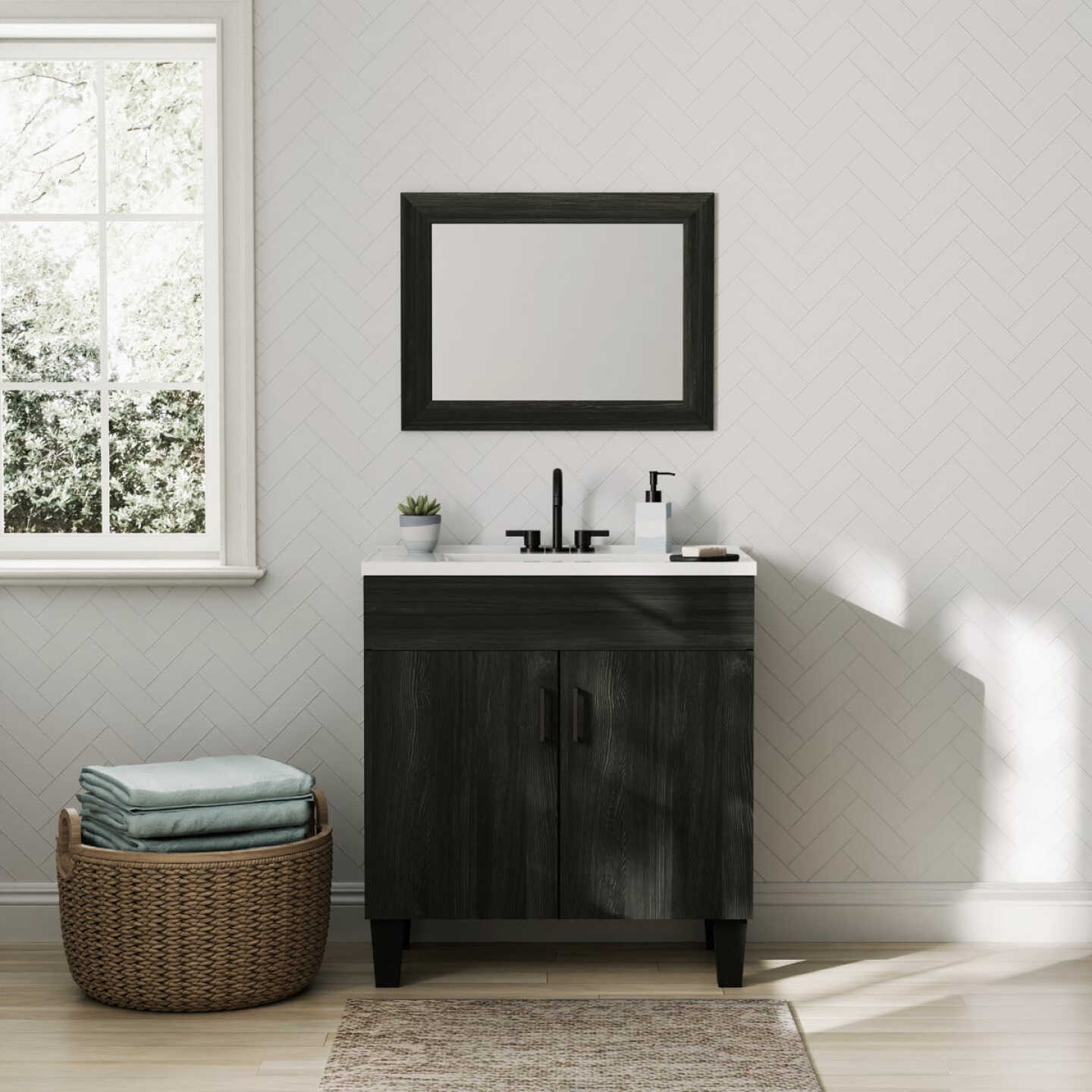 Zenna Home 20 In. x 26 In. Wallowa Pine Framed Wall Mirror Image 3