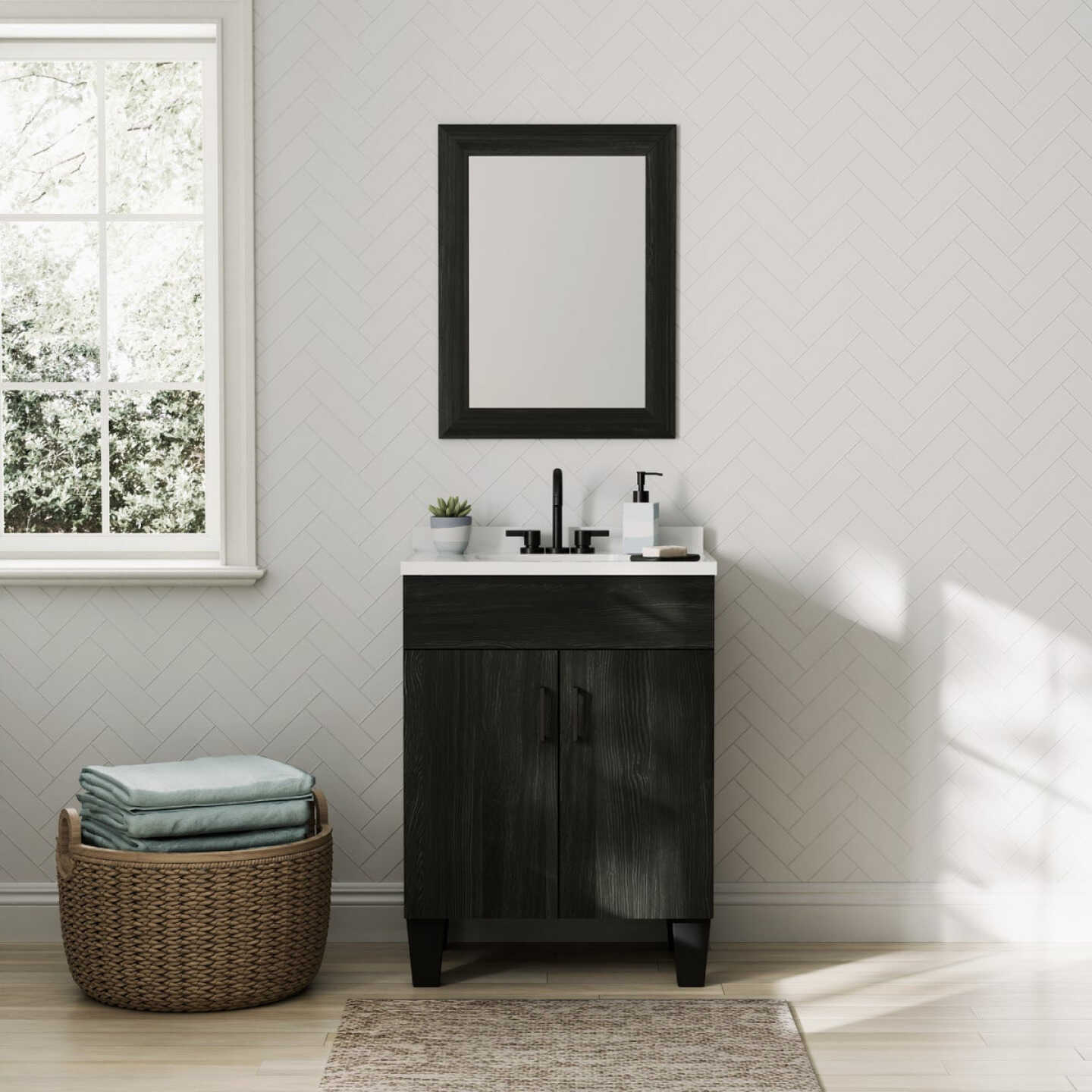 Zenna Home 20 In. x 26 In. Wallowa Pine Framed Wall Mirror Image 2