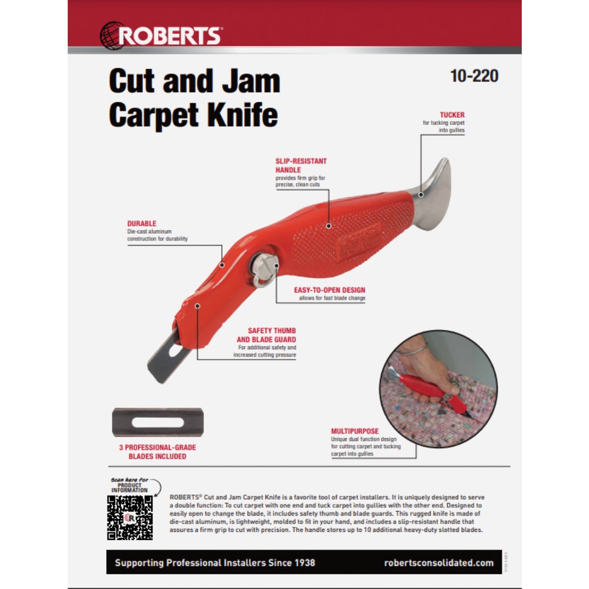 Roberts Cardinal Carpet Knife Image 3