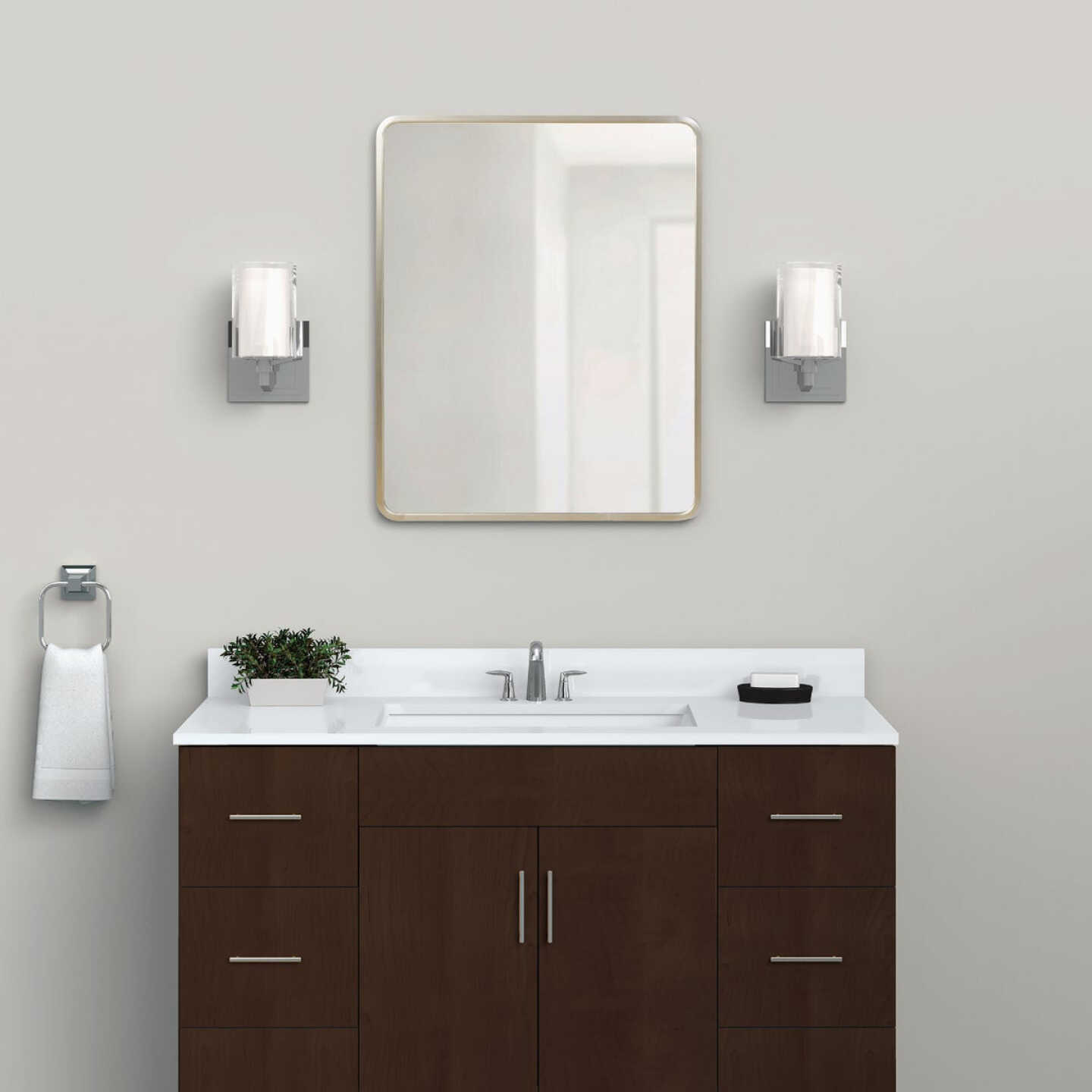 Zenna Home Designer Series Brushed Nickel 24 In. W x 30 In. H x 5 In. D Single Mirror Surface/Recess Mount Rectangle Medicine Cabinet Image 3