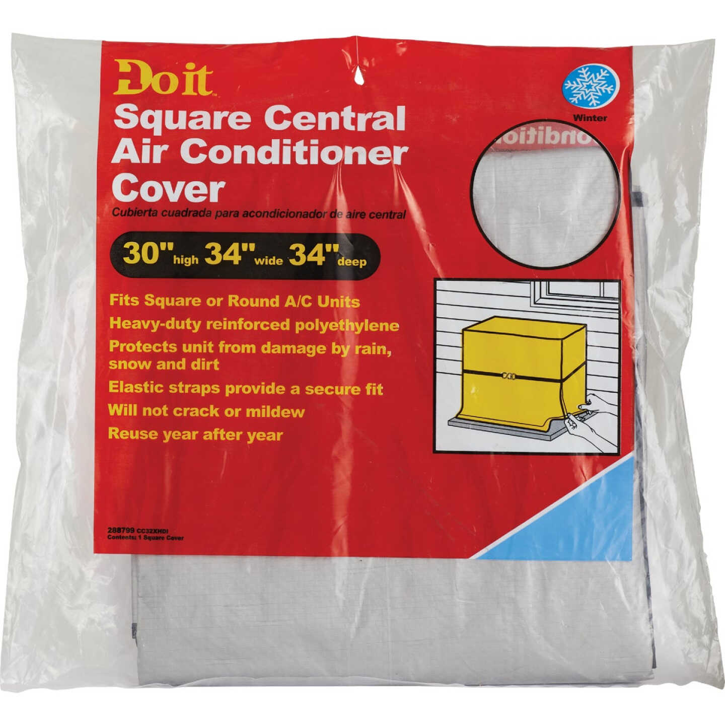 Frost King 34 In. x 34 In. x 30 In. 9 mil Square Air Conditioner Cover Image 3