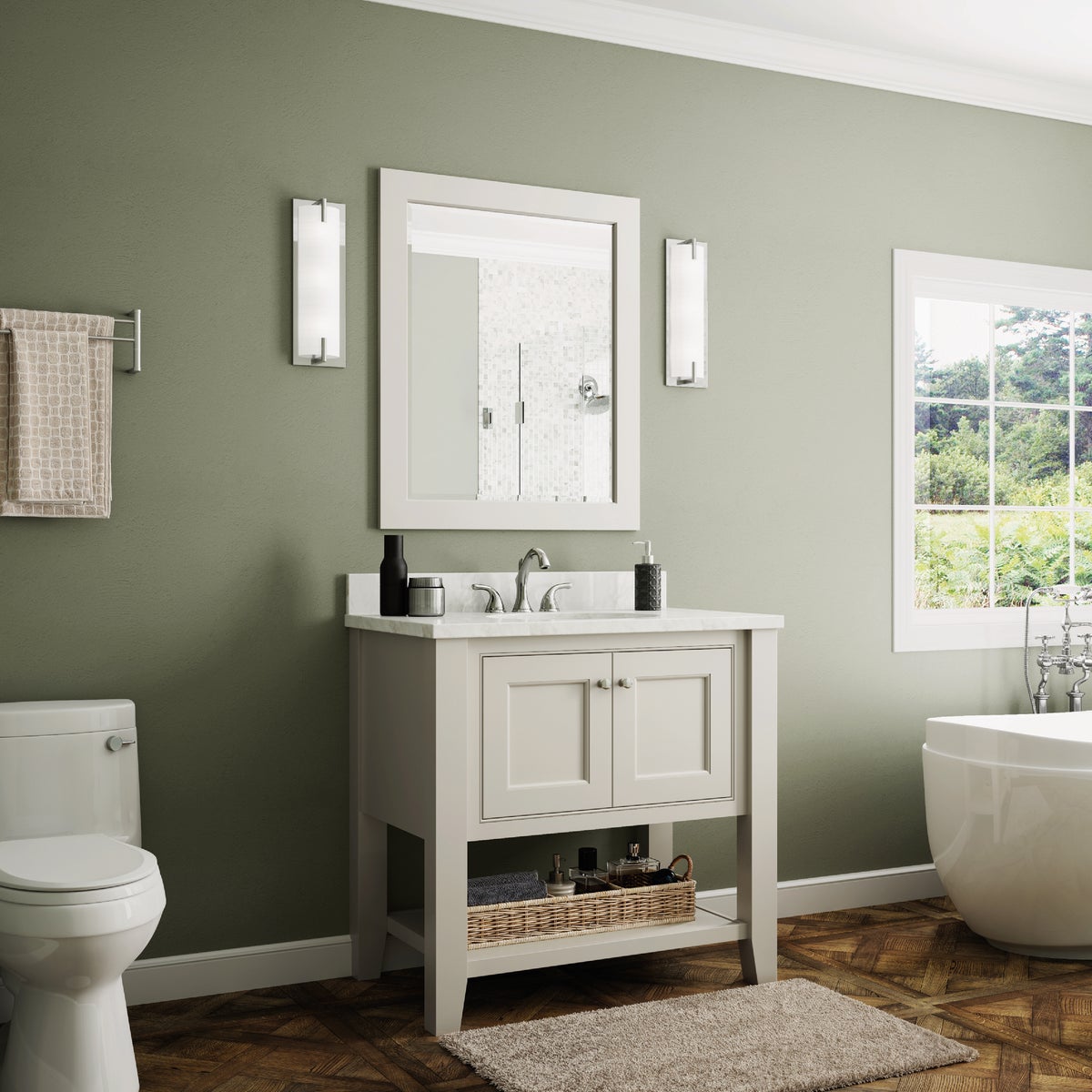 JSI Cabinetry 36 In. x 34-1/2 In. H x 21 In. D. Soft White Trenton Inset Bath Vanity Image 2
