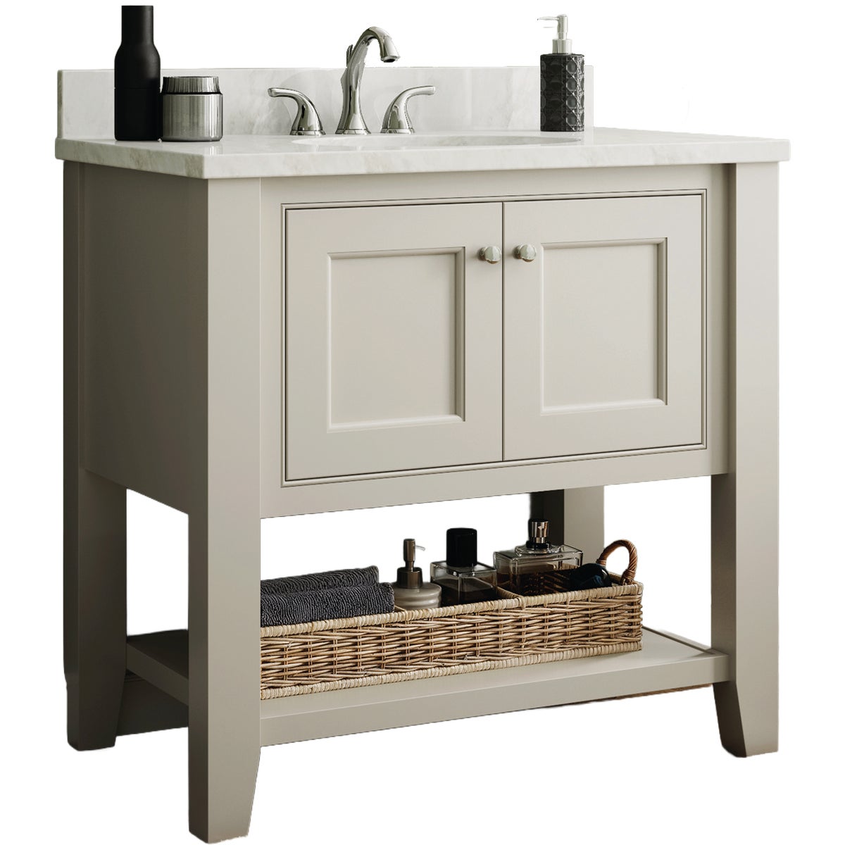 JSI Cabinetry 36 In. x 34-1/2 In. H x 21 In. D. Soft White Trenton Inset Bath Vanity