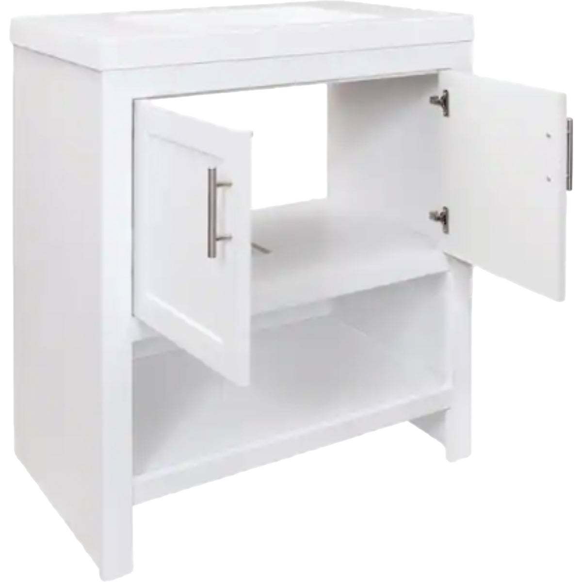Royal Cabinets Serenity White 30 In. x 19 In. D x 32 In. H Open Shelf Vanity Image 2