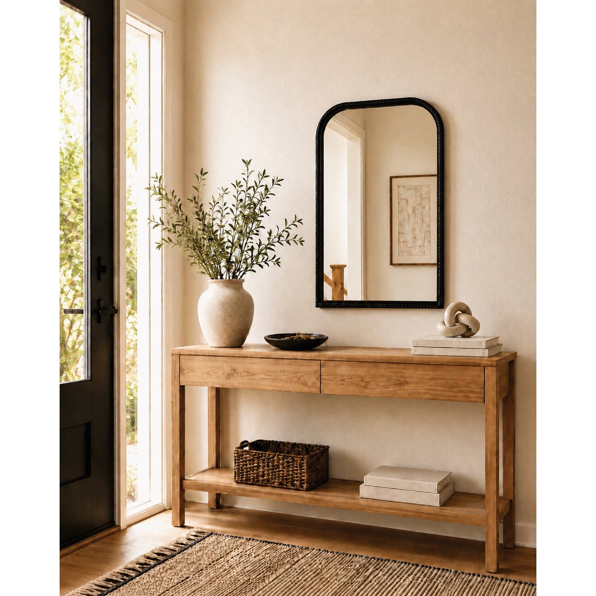 Renin Westlake Arch Black 20 In. x 30 In. Stitch Design Frame Vanity Mirror Image 2