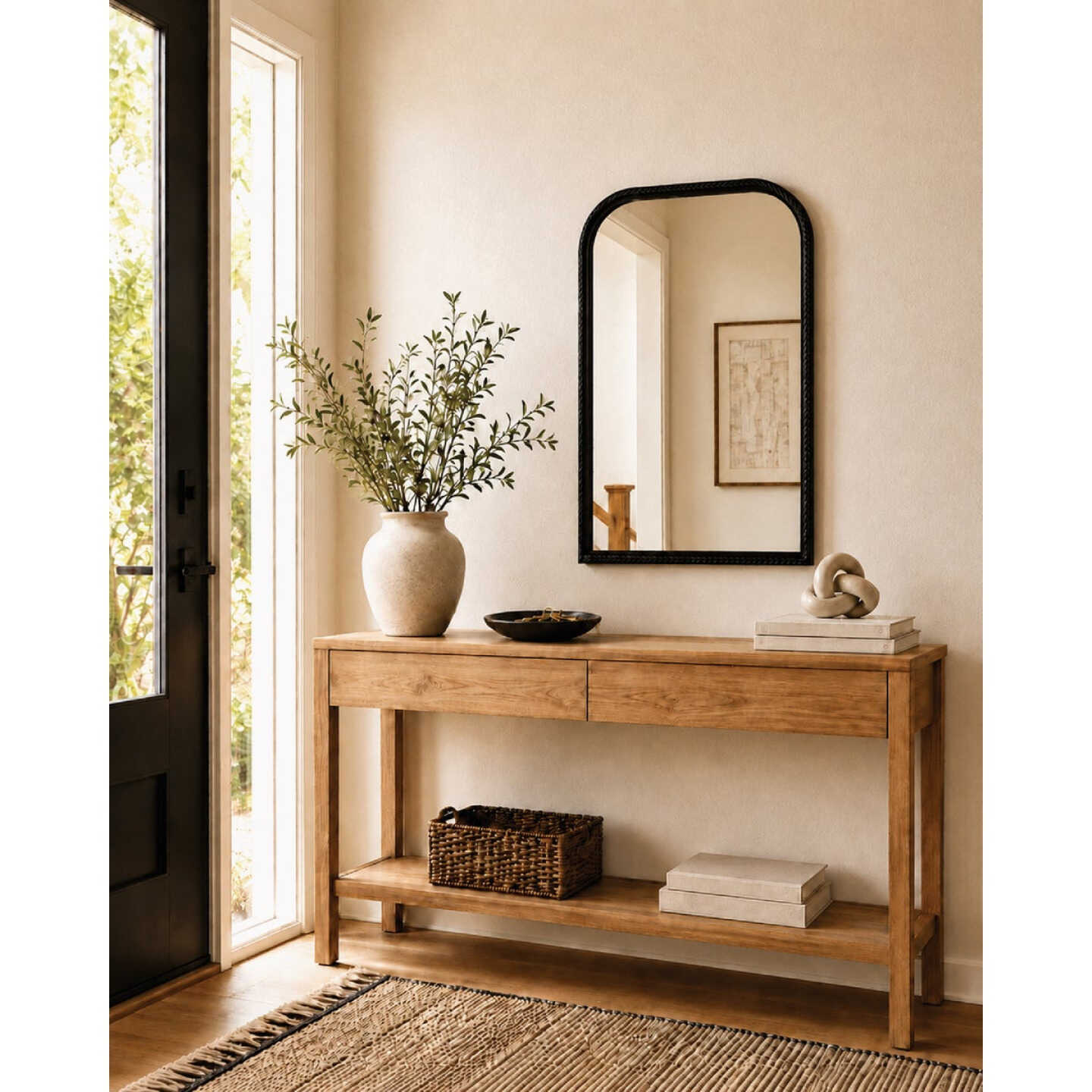 Renin Westlake Arch Black 20 In. x 30 In. Stitch Design Frame Vanity Mirror Image 2