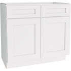 CraftMark Plymouth Shaker 36 In. W x 24 In. D x 34.5 In. H Ready To Assemble White Sink Base Kitchen Cabinet Image 1