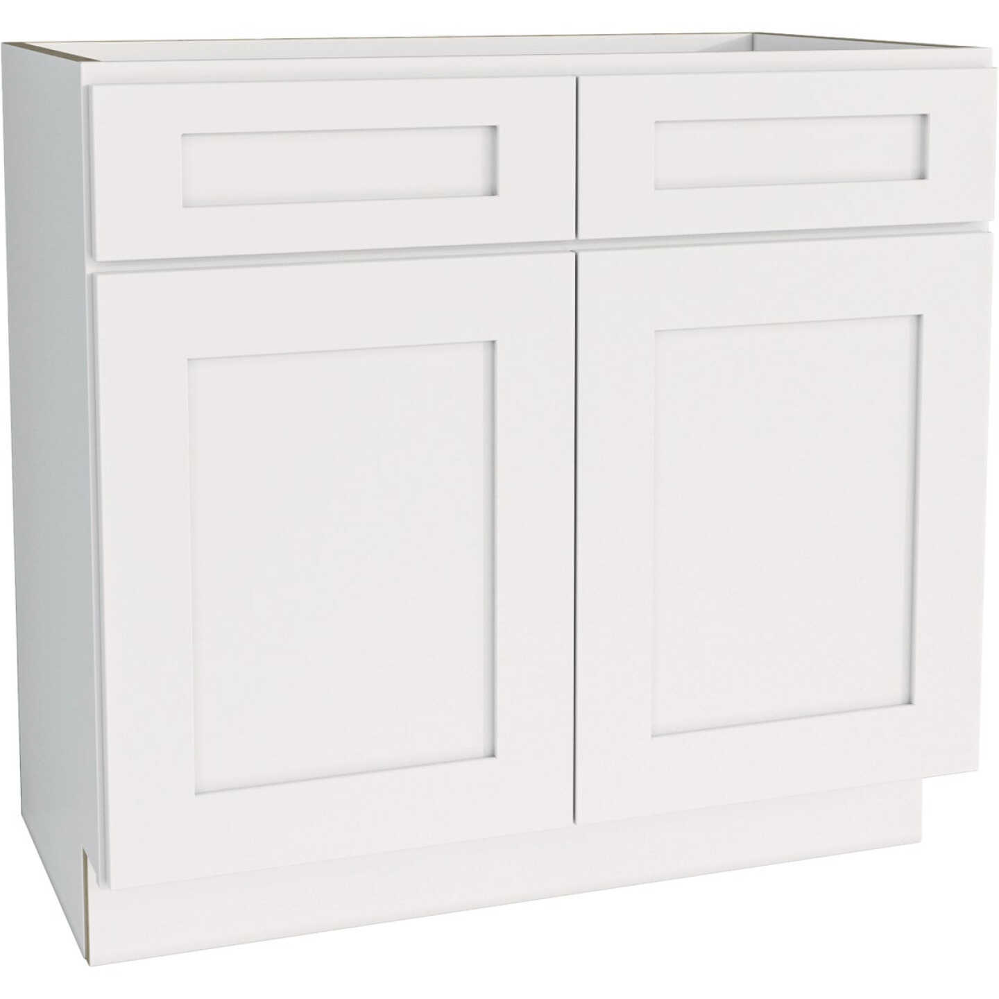 CraftMark Plymouth Shaker 36 In. W x 24 In. D x 34.5 In. H Ready To Assemble White Sink Base Kitchen Cabinet Image 1