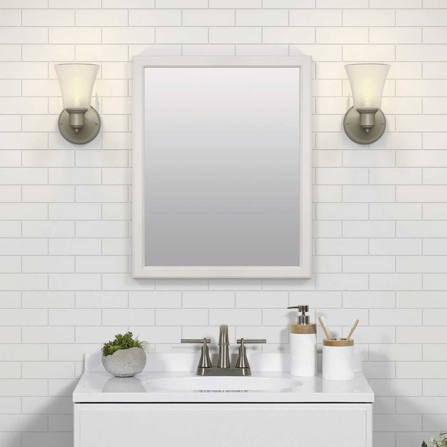 Zenna Home 20 In. x 25 In. White Framed Wall Mirror Image 3