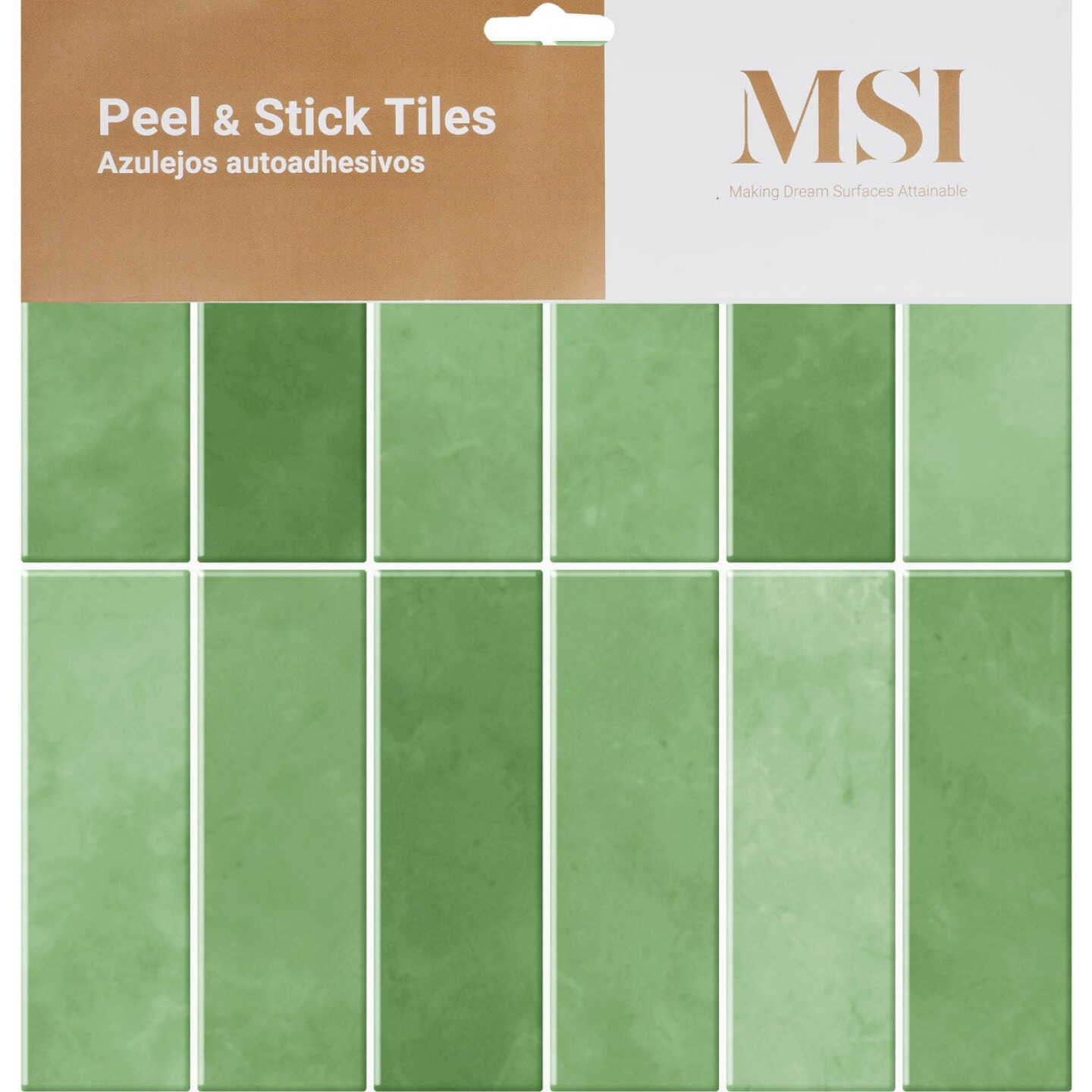 MSI 10 In. x 10 In. Gel Peel and Stick Wall Tile, Deep Emerald Stax Image 2