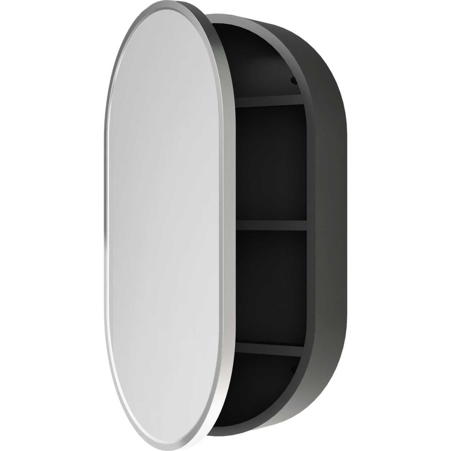 Zenna Home Designer Series Brushed Nickel 16 In. W x 27 In. H x 5 In. D Single Mirror Surface Mount Pill Framed Medicine Cabinet Image 3