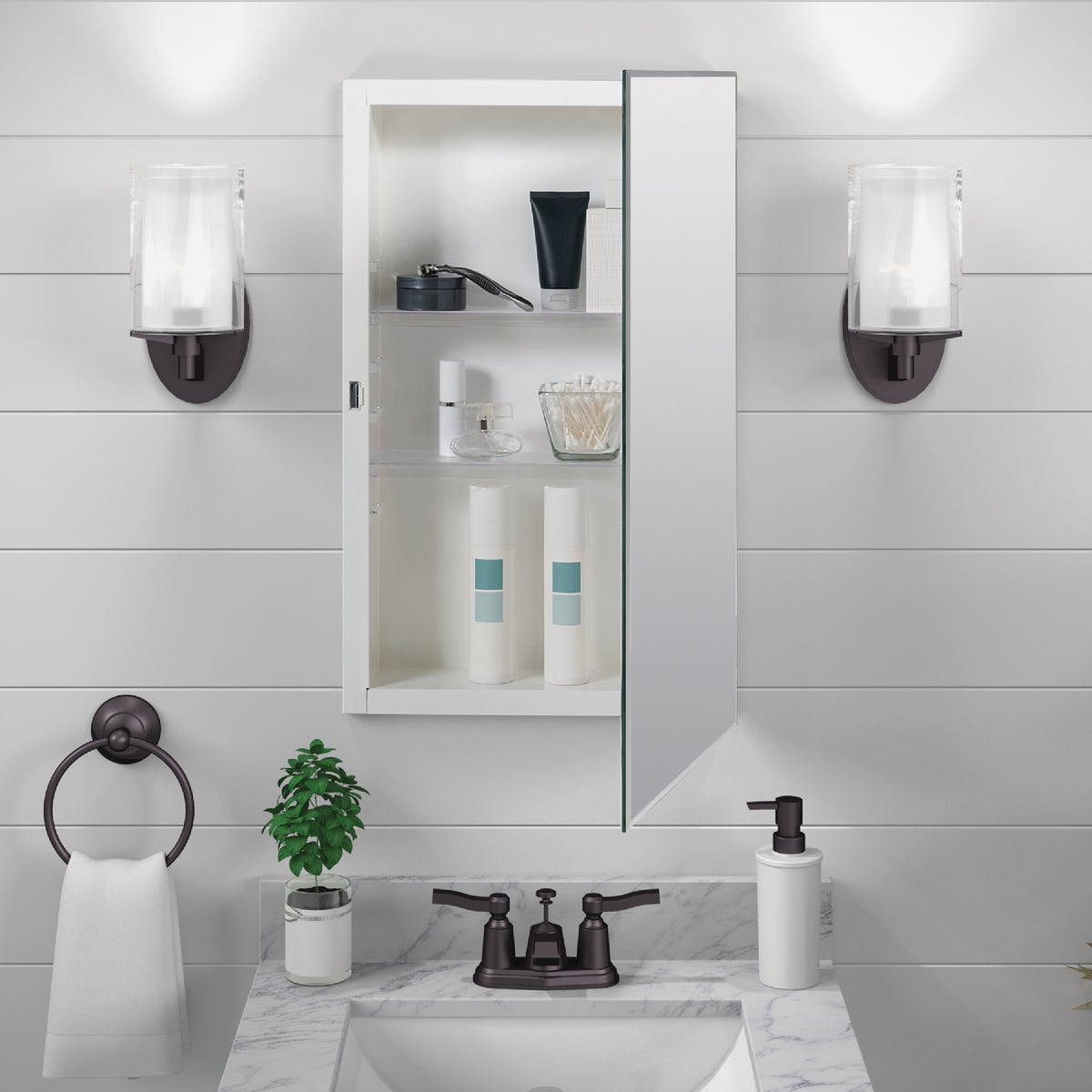 Zenith Zenna Home 16 In. W. x 26 In. H. x 4.5 In. D. Single Mirror Surface/Recess Mount Frameless Beveled Medicine Cabinet Image 3