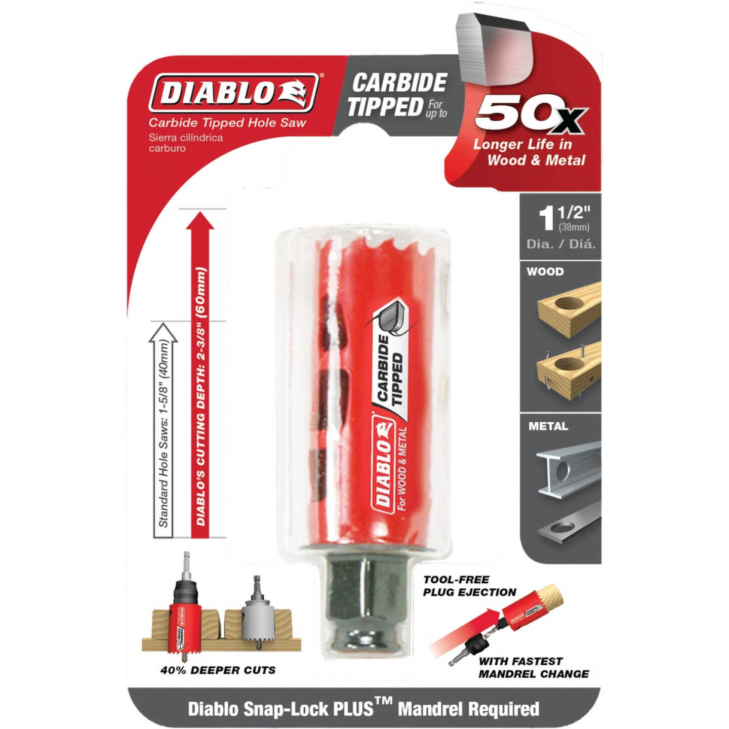 Diablo 1-1/2 In. Carbide-Tipped Hole Saw Image 2