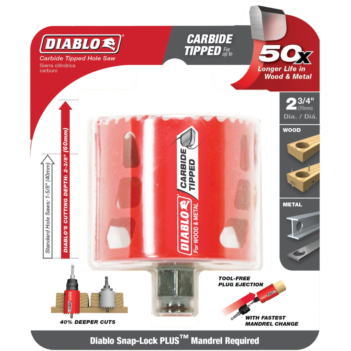 Diablo 2-3/4 In. Carbide-Tipped Hole Saw Image 2