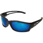 Edge Eyewear Kazbek Rubberized Matte Black Frame Safety Glasses with Aqua Precision Blue Mirror Lenses Image 1