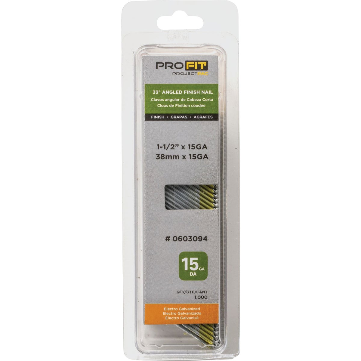 Pro-Fit 1-1/2 In. 15 Gauge Electro Galvanized 33 Degree DA-Style Angled Finish Nail (1000 Ct.) Image 2