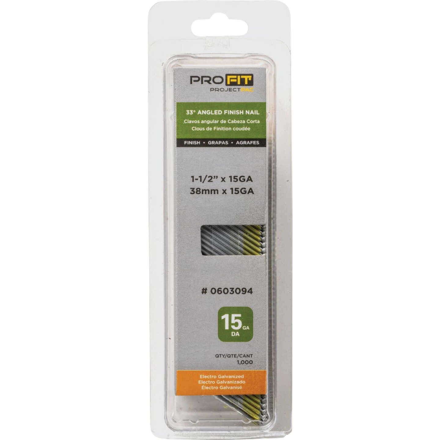 Pro-Fit 1-1/2 In. 15 Gauge Electro Galvanized 33 Degree DA-Style Angled Finish Nail (1000 Ct.) Image 2