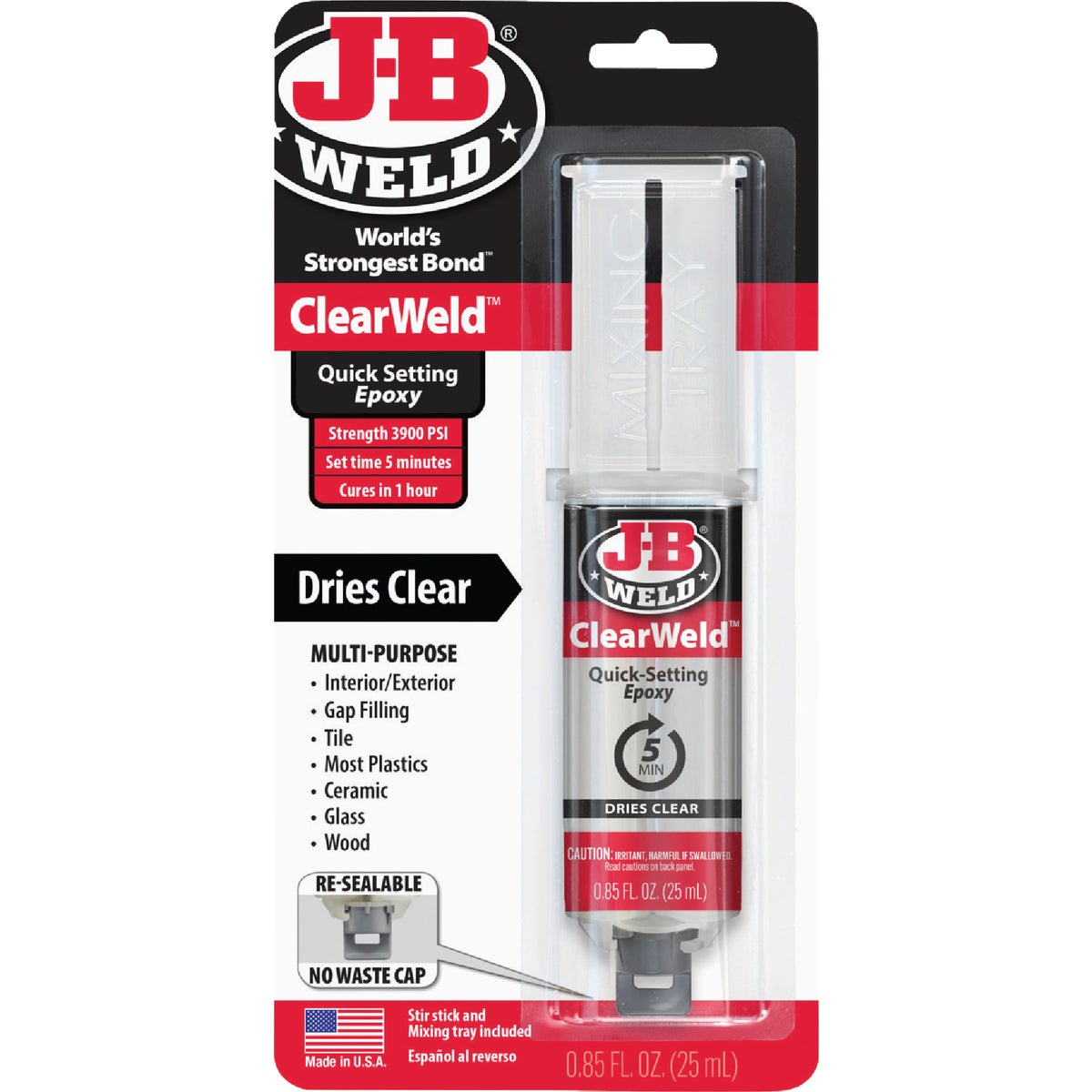 J-B Weld 0.85 Oz. ClearWeld Epoxy, Syringe