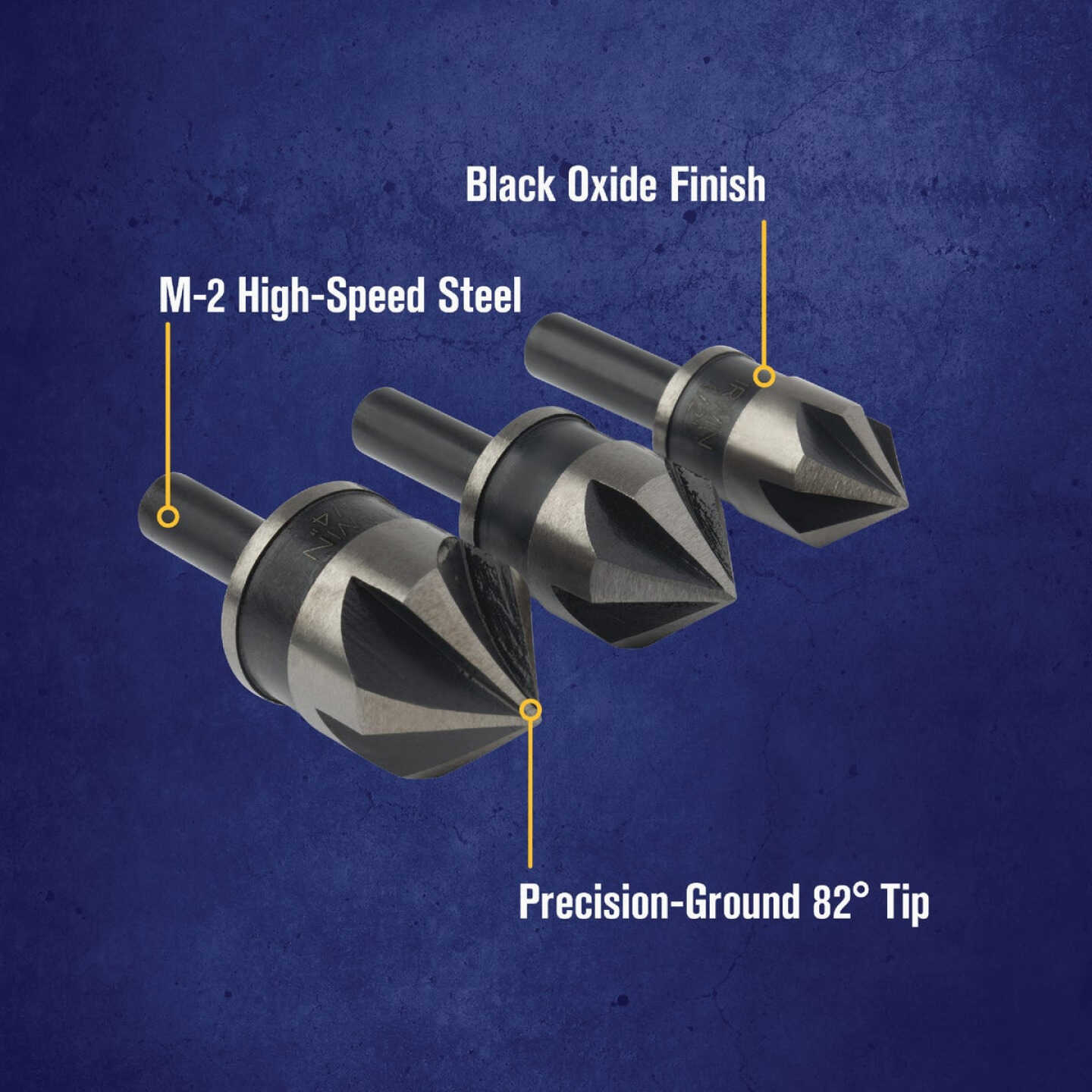 Irwin 3-Piece HSS Black Oxide Metal Countersink Bit Set Image 2
