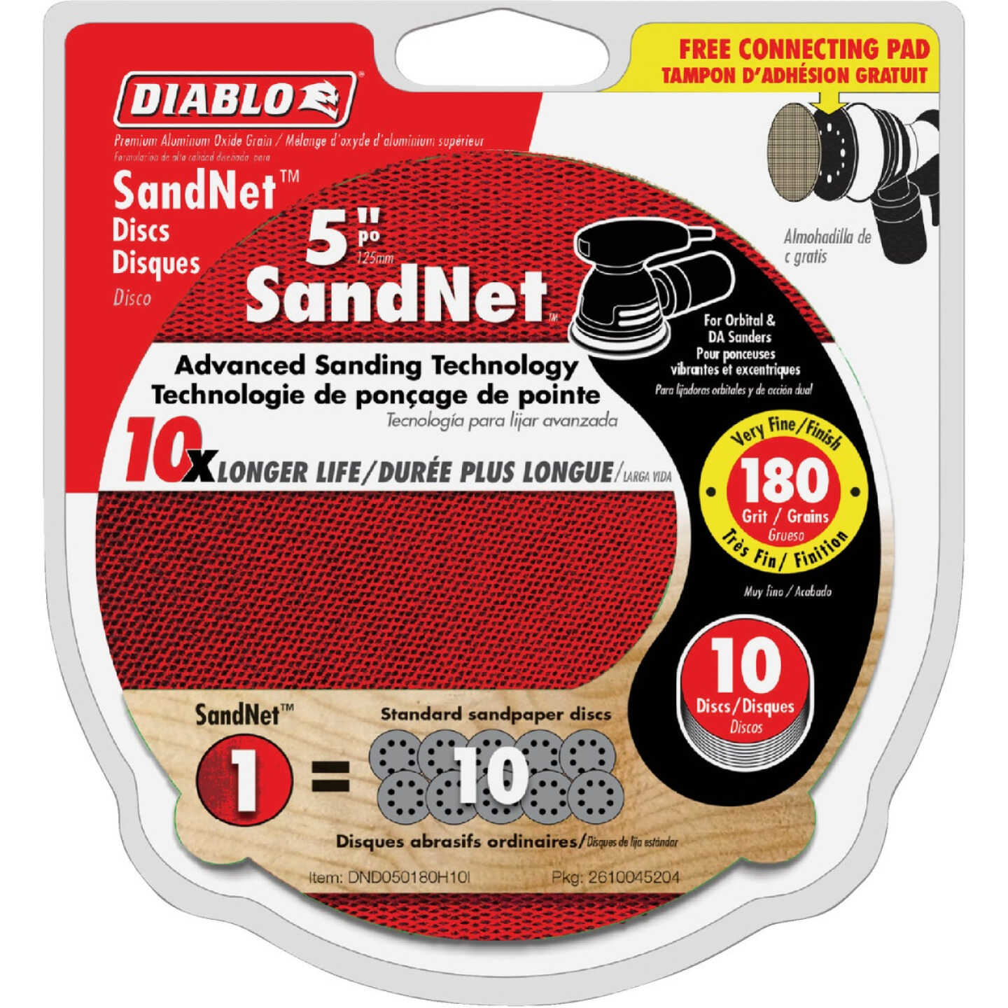 Diablo SandNet 5 In. 180 Grit Sanding Disc with Connection Pad (10-Pack) Image 1